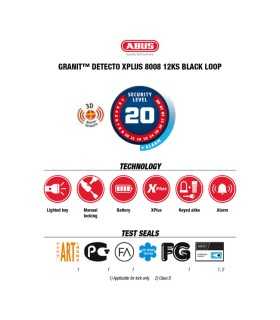 Abus Granit Detecto X-plus 8008/12ks120 Black Loop