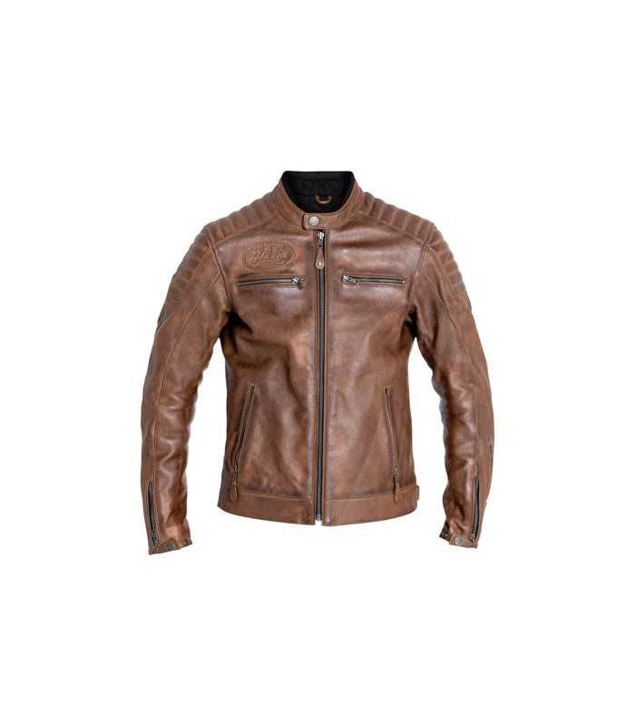Veste en cuir moto John Doe Dexter marron
