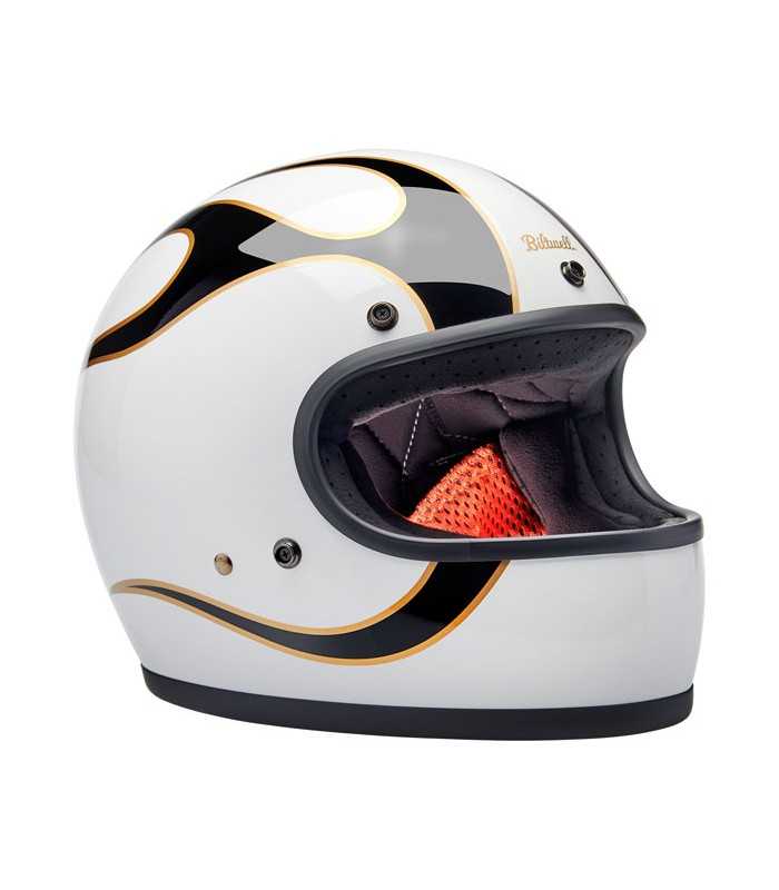 Biltwell Gringo Flames white helmet