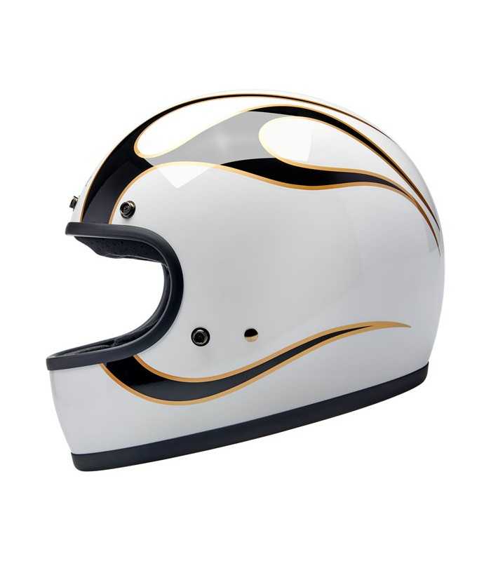 Biltwell Gringo Flames white helmet