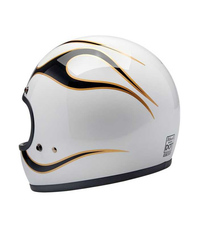 Biltwell Gringo Flames white helmet