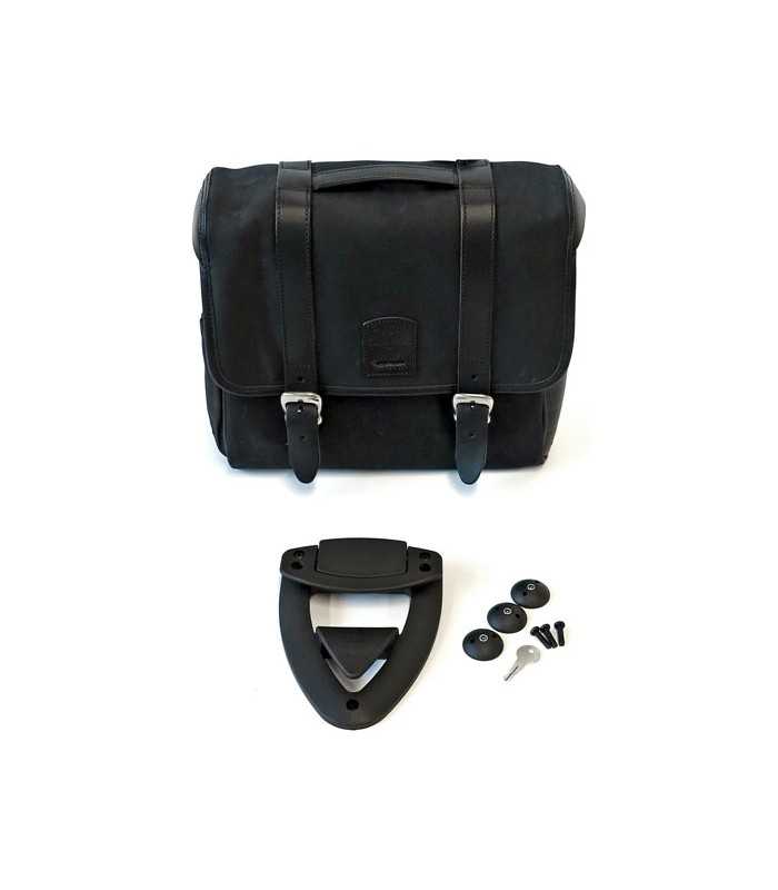 Longride CLICK-ON CLASSIC SADDLEBAG WAXED COTTON black