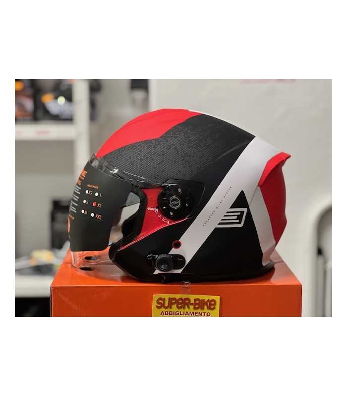 Moto Jet Helm mit Bluetooth Iintegriert Origine Palio Hyper 2.0 BT rot matt
