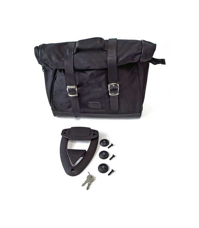 Longride CLICK-ON OLD CHOPPER SADDLEBAG WAXED COTTON schwarz