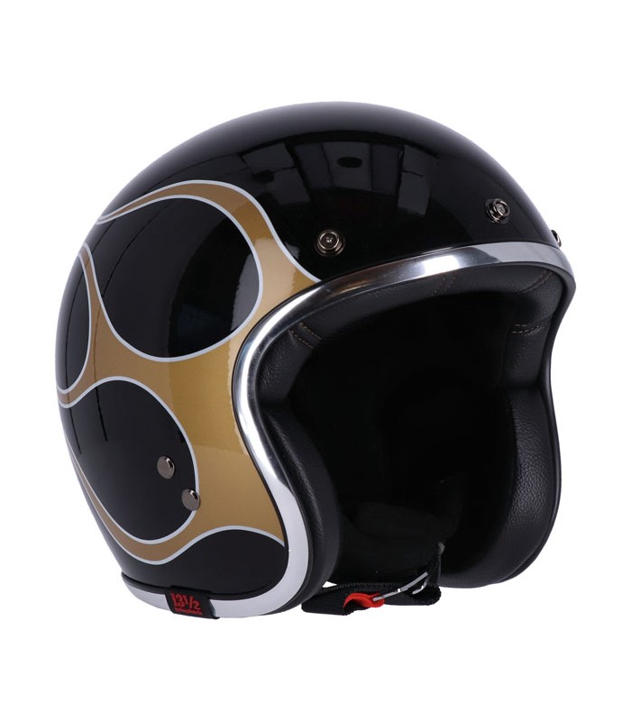 Casque Jet 13 1/2 Skull Bucket FLAMES GOLD
