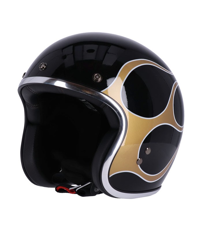 Jet helm 13 1/2 Skull Bucket FLAMES GOLD