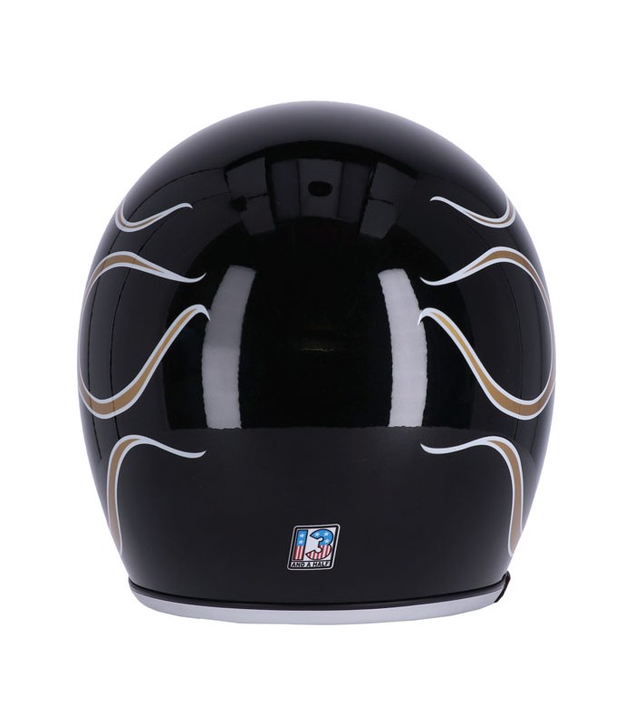 Casque Jet 13 1/2 Skull Bucket FLAMES GOLD