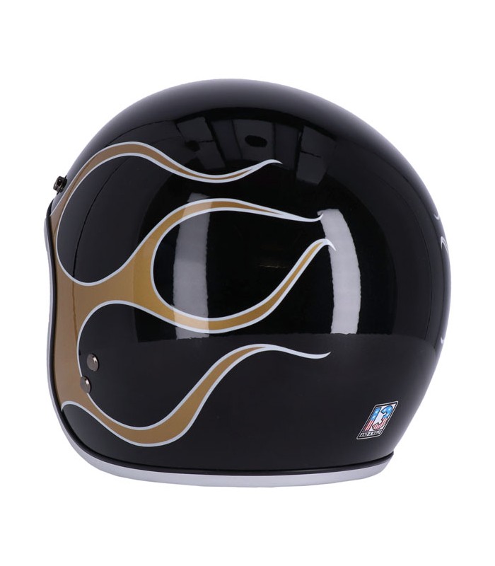 Casque Jet 13 1/2 Skull Bucket FLAMES GOLD