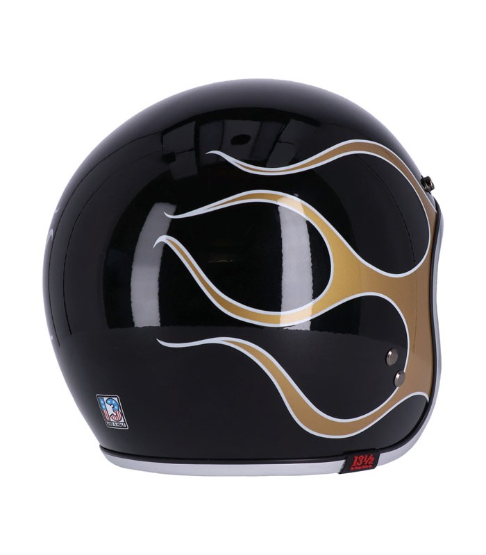 Casque Jet 13 1/2 Skull Bucket FLAMES GOLD