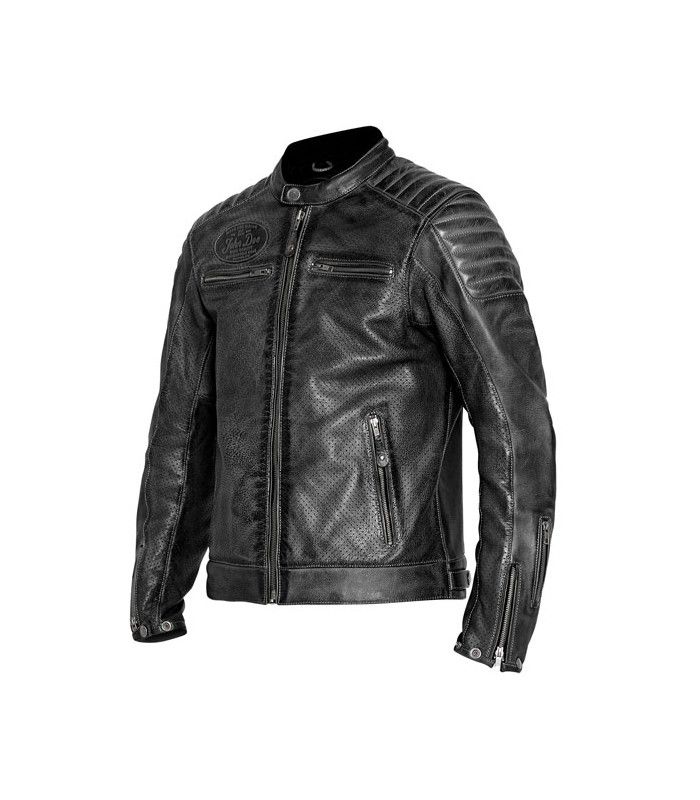 Giacca in pelle moto John Doe Storm nera