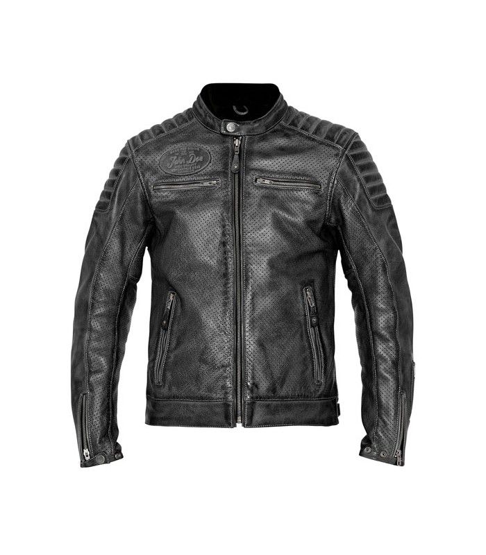 Veste en cuir moto John Doe Storm noir