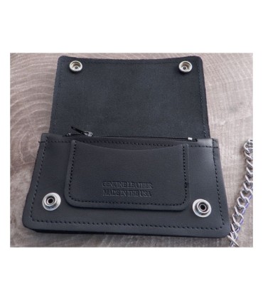 AMIGAZ BLACK LEATHER BIKER CHAIN WALLET