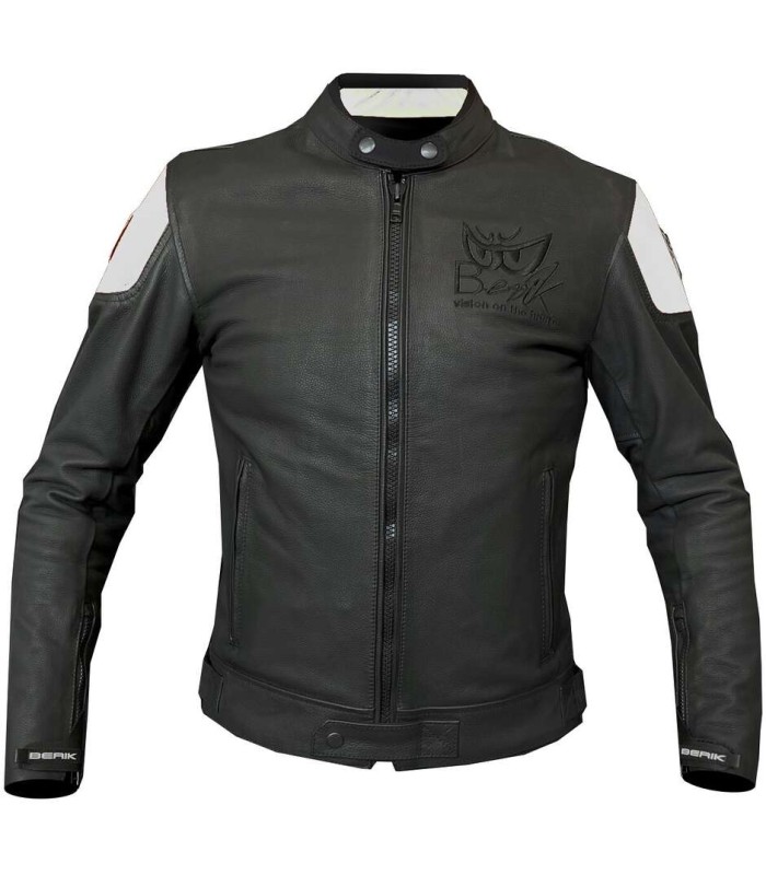 Berik Lj Sport Classic black white leather jacket