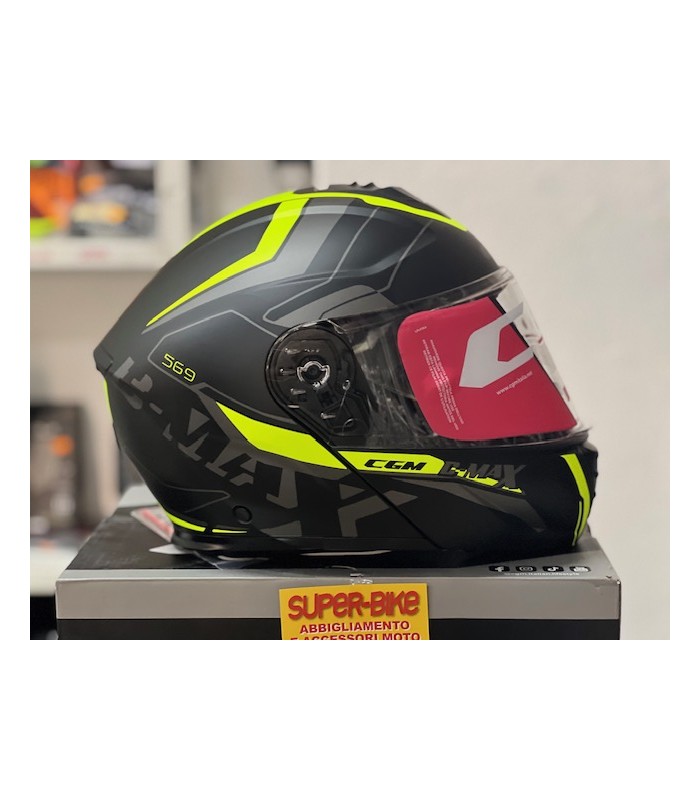 CGM 569A C-Max City black yellow matt modular helmet