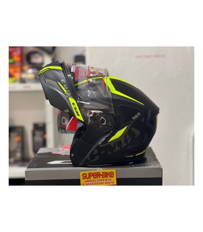 CGM 569A C-Max City black yellow matt modular helmet