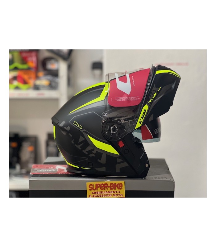 CGM 569A C-Max City black yellow matt modular helmet