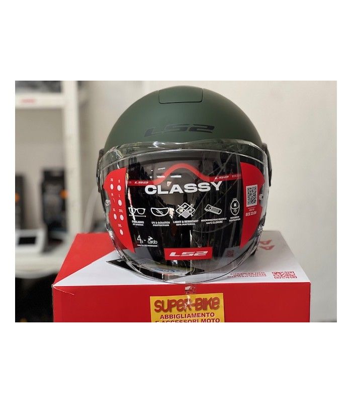 Casco jet LS2 OF620 Classy verde opaco