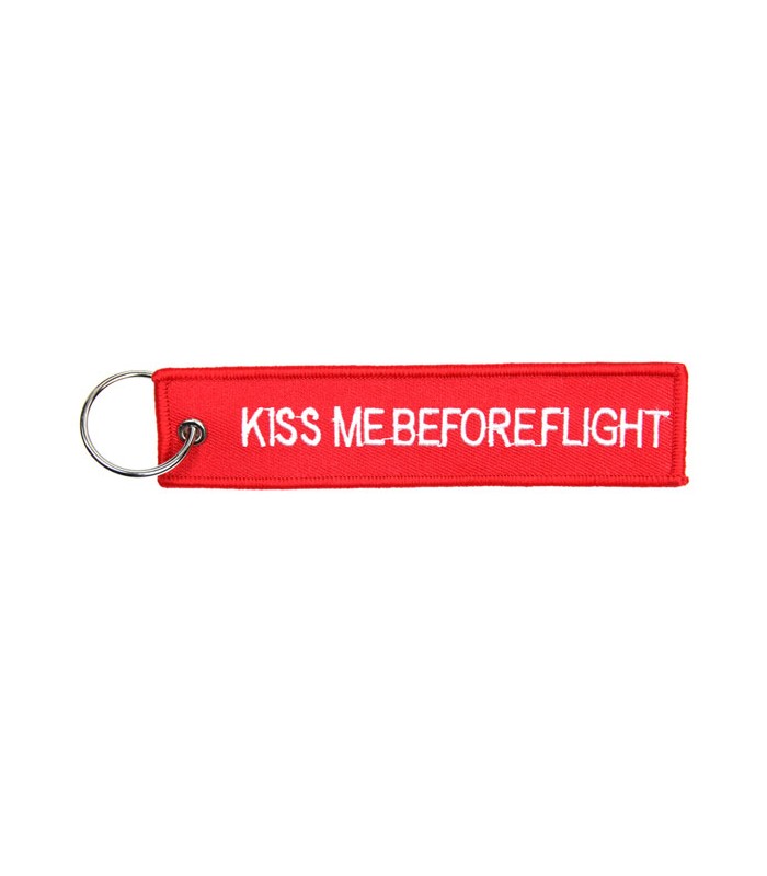 Kiss Me Before Flight keychain red