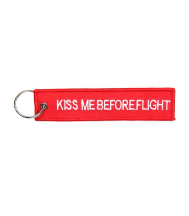 Kiss Me Before Flight keychain red
