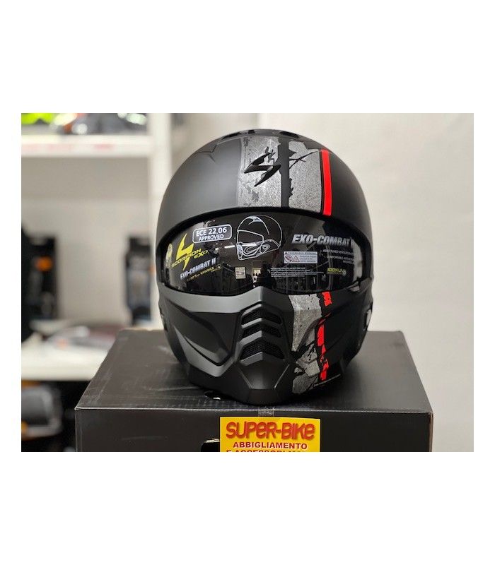 Casque Scorpion Exo Combat 2 Lord noir matt rouge