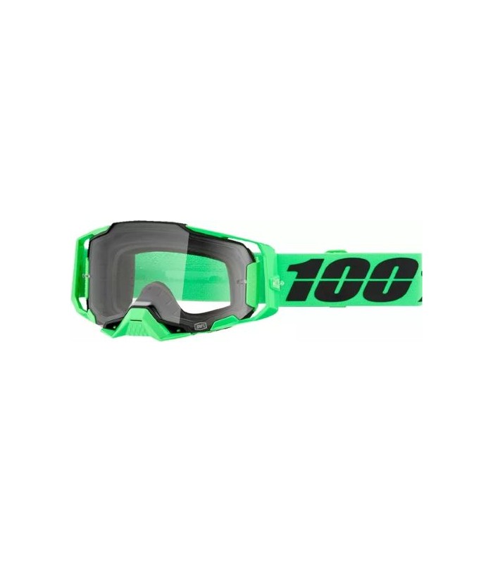 Maschera motocross enduro 100% Armega Anza verde lente chiara