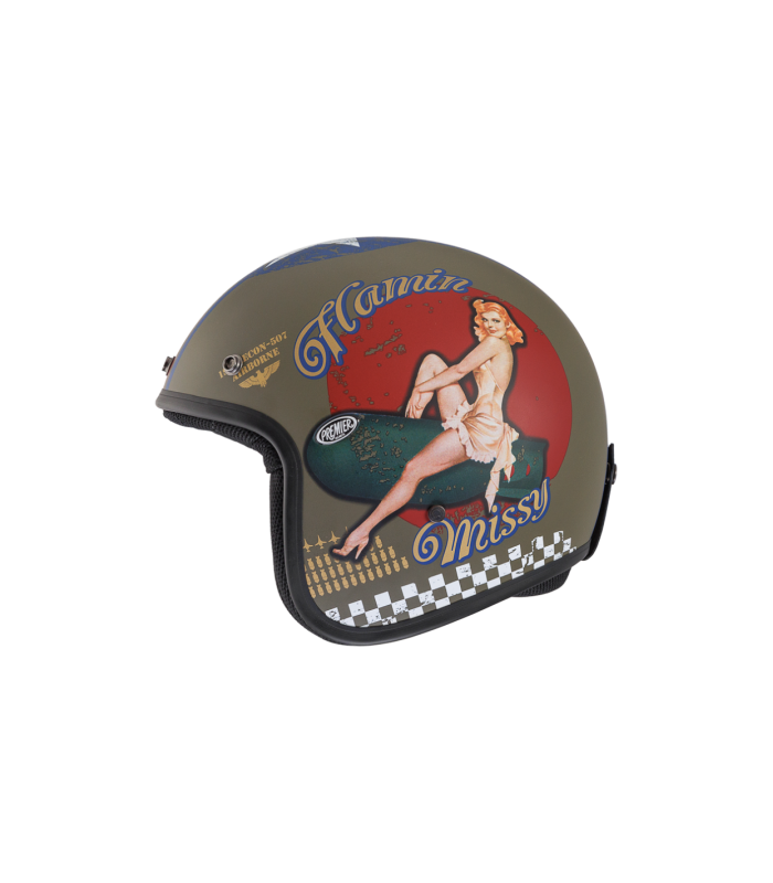 Helm jet Premier Classic Pin Up Mili Bm