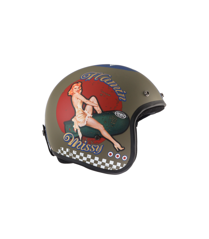 Helm jet Premier Classic Pin Up Mili Bm