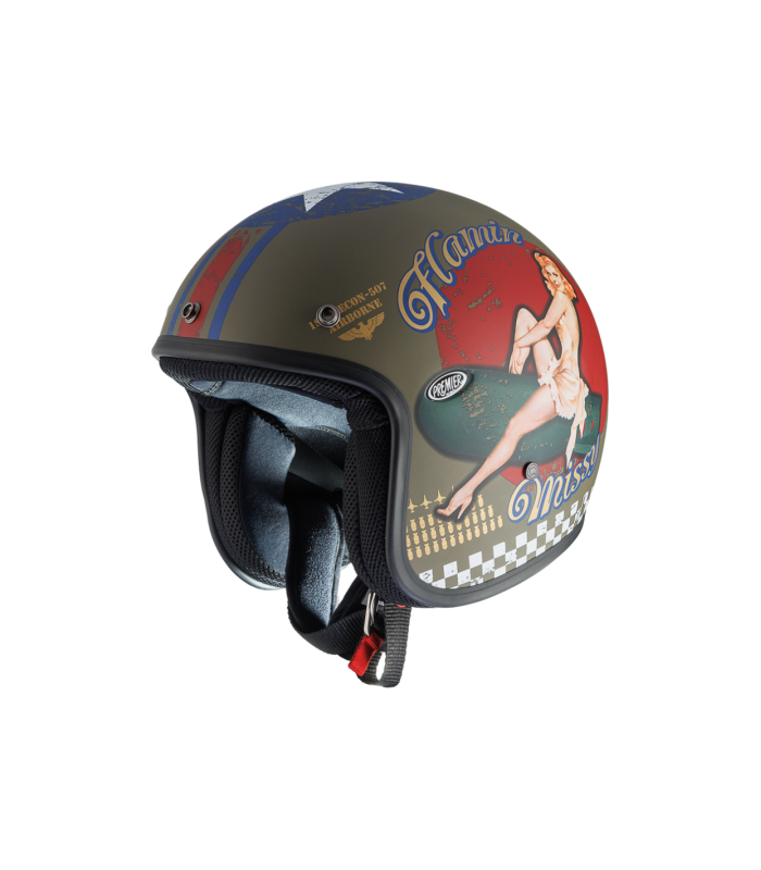 Helm jet Premier Classic Pin Up Mili Bm
