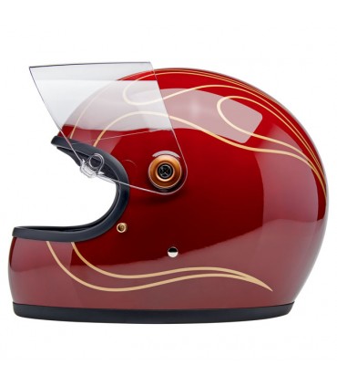 Biltwell Gringo S Garnet Red Flames helmet