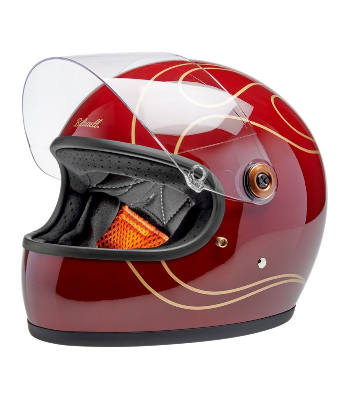 Biltwell Gringo S Garnet Red Flames helmet