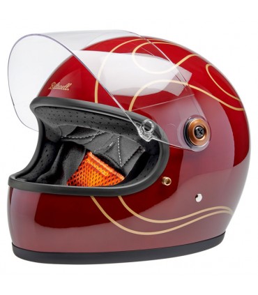 Biltwell Gringo S Garnet Red Flames helmet