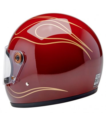 Biltwell Gringo S Garnet Red Flames helmet