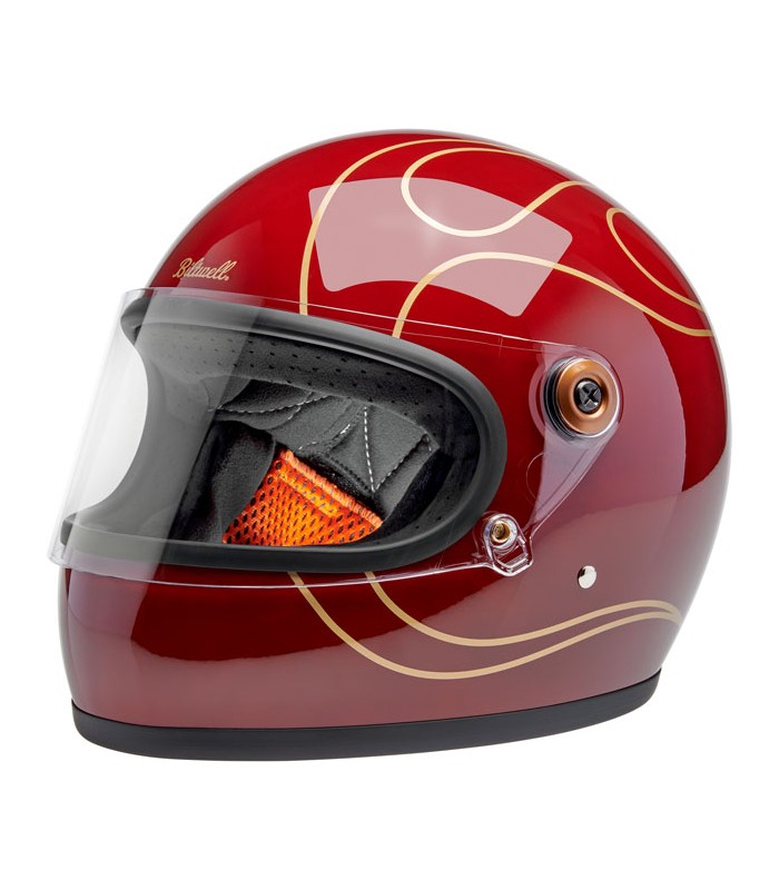 Biltwell Gringo S Garnet Red Flames helmet
