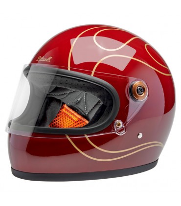 Biltwell Gringo S Garnet Red Flames helmet