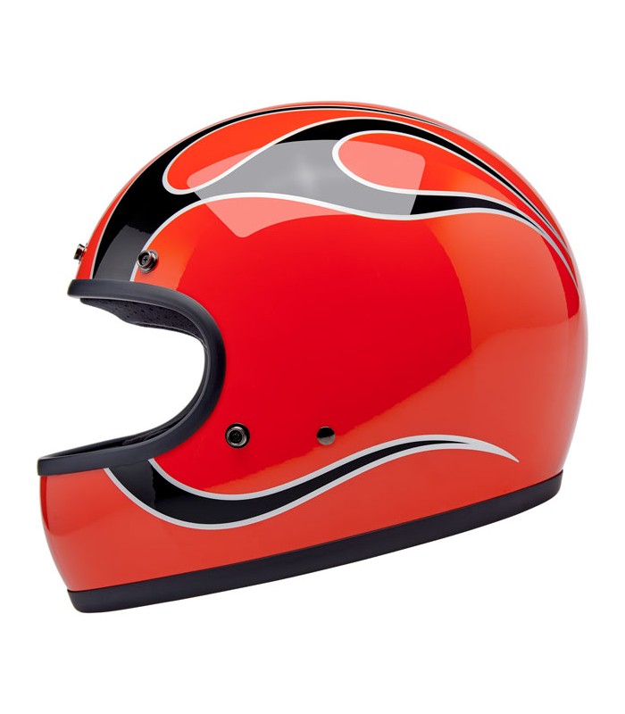 Biltwell Gringo Comp Orange Flames helmet