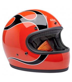 Biltwell Gringo Comp Orange Flames helmet