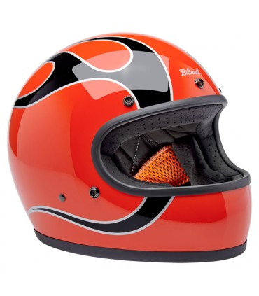 Biltwell Gringo Comp Orange Flames helmet