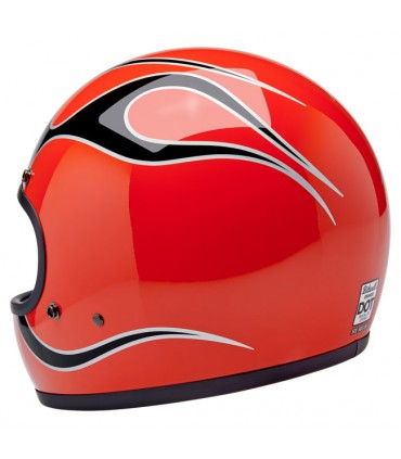 Biltwell Gringo Comp Orange Flames helmet