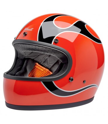Biltwell Gringo Comp Orange Flames helmet