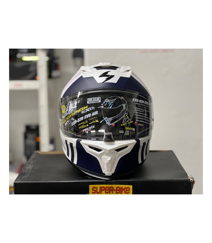 Casque Scorpion Exo-520 Evo Air Banshee blanc bleu lilla