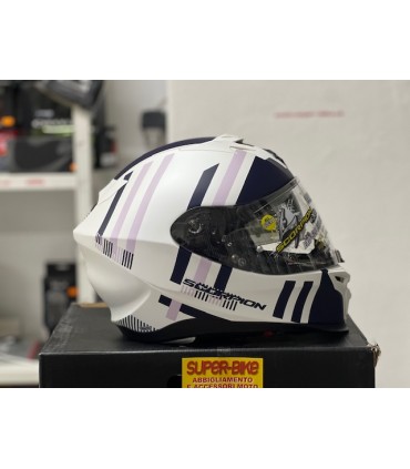 Casque Scorpion Exo-520 Evo Air Banshee blanc bleu lilla