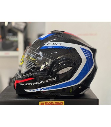 Scorpion Exo Tech Evo carbon Cosy blue red helmet