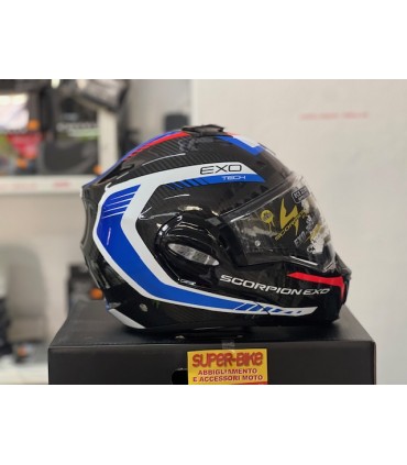 Scorpion Exo Tech Evo carbon Cosy blue red helmet