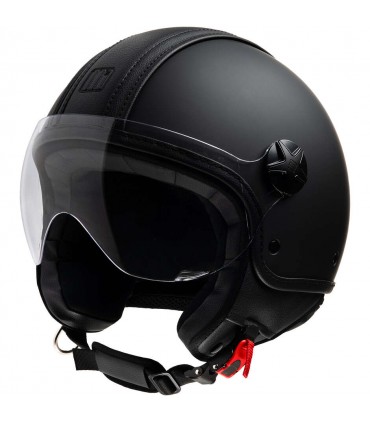 Jet helm Motocubo 722 Top Ant leder schwarz