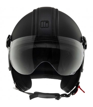 Jet helm Motocubo 722 Top Ant leder schwarz