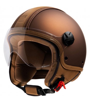 Jet helm Motocubo 722 Top Ant leder braun