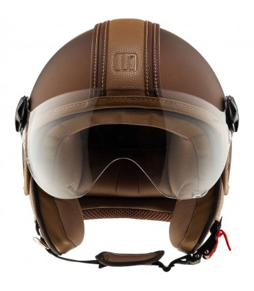 Jet helm Motocubo 722 Top Ant leder braun