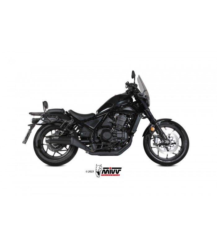 Scarico slip-on Mivv HR-1 Honda CMX 1100 Rebel (2022-24) NERO FONDELLO CARBONIO LUNGO