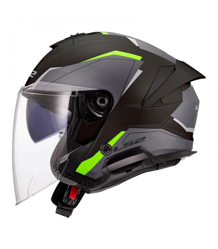 Casco jet LS2 OF618 Verso 2 Air nero giallo opaco
