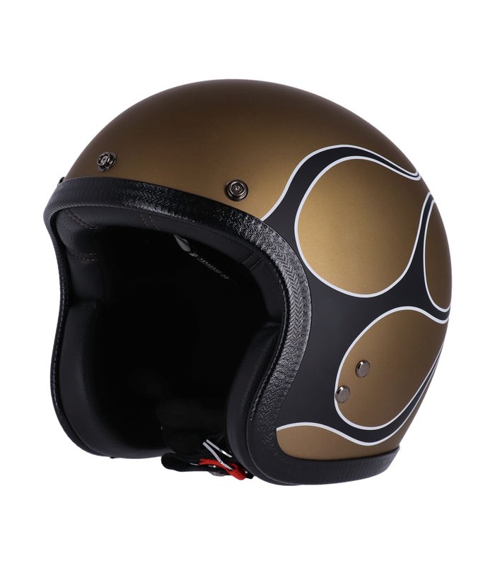 13 1/2 Skull Bucket FLAMES MATT GOLD jet helmet